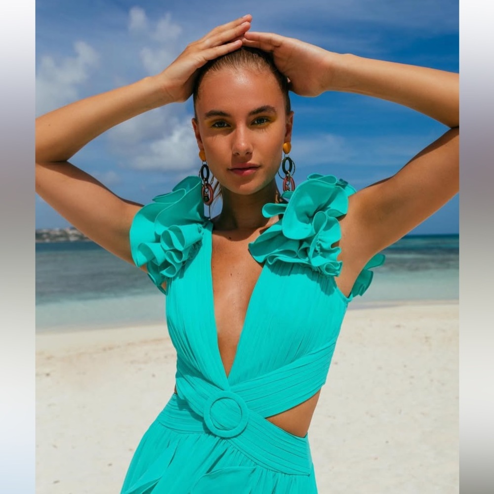 PatBo Ruffled Plunge Maxi Dress - Picture 2 of 7